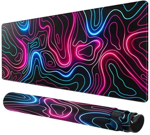 Rcege Großer Mauspad für Schreibtisch - 600x300mm Gaming-Mauspad mit genähten Kanten, Nicht rutschender Unterlage, Schreibtischmatte für Tastatur und Maus