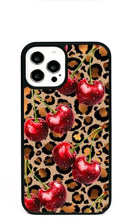 Cherry Cherries Leopard Animal Print Phone Case/Cover Compatible with iPhone 14 Pro Rubber
