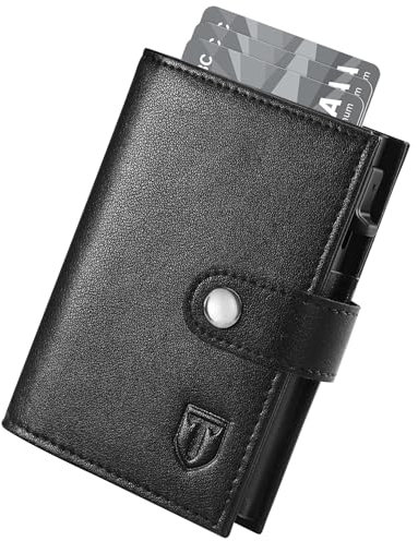 TENBST Portafoglio Uomo Slim | Porta Carte di Credito con Protezione RFID | Portamonete Compatto con Scomparto per Banconote | Portafoglio Uomo Piccolo con Scatola Regalo Elegante | Nero