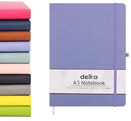 delka A5 Notebook – Lined Notepad Journal, Soft Cover Writing Pad for Office, School, College, Home & Business – Ideal for Note Taking, Daily Planning, Journaling & Study (PURPLE, Pack of 1)