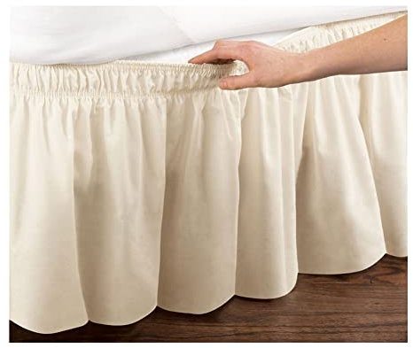 Cache Sommier Hôtel Jupe Jupe Envelopper autour de Lit Elastic Chemises sans lit Twin / Full / Queen / King Size 38cm Hauteur for la décoration de la maison Blanc Cache Sommiers(Beige,200 x 200 x 38cm