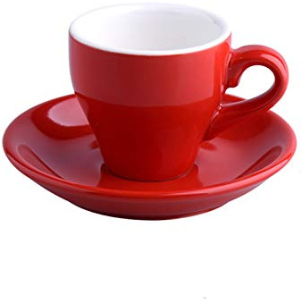 YNZUNMY Set Tazzine caffè,Tazzine Caffe con Piattino Colorato Spesso Ceramica Espresso Coppe piattino Set Cafe Domestica Caffe Latte Expresso caffè Forte Tazze Vassoio all'Ingrosso(Red)