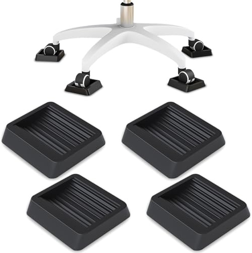 Thatyro 4 Stück schwarze Grill-Nivellierscheiben, rutschfeste Gummi-Rollen, kratzfester, quadratischer Radstopper für Möbel, Boden, Couch, Stuhl, Grill, Outdoor, Gras (4, schwarz)