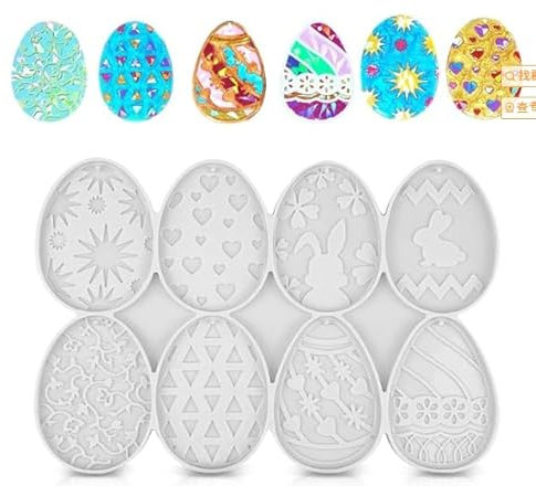 ZephyrCraft Silikonformen Gießformen Ostern, Ei Gießform Silikon für DIY Schlüsselanhänger, Harz, Schmuck und Basteln, Wiederverwendbare Silikon Gießformen aus Lebensmittelechtem Material