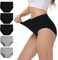 NUOZA Bauchweg Unterhosen Damen Unterwäsche Frauen Baumwolle High Waist Schlüpfer Damen Mehrpack Damenslips 5er Pack Kaiserschnitt Unterhose Shape Schwarz Grau 3XL
