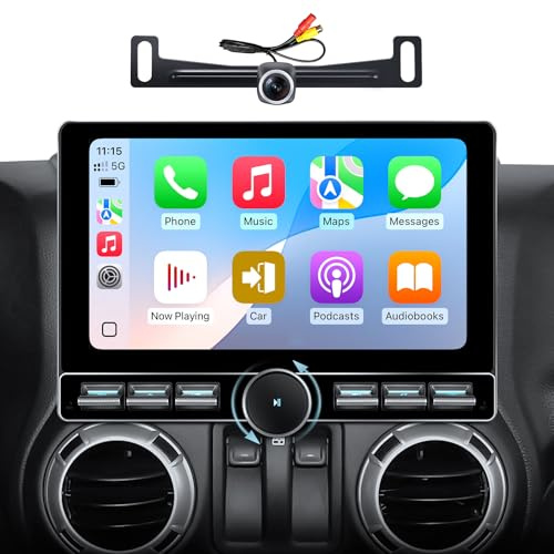 Für Jeep Wrangler JK Radio 2007–2018, Dodge Ram1500 Autoradio 2009–2012 | CarPlay Android Auto Wireless | Touchscreen mit Ein-Knopf-Taste | Android 13.0| AM/FM | Steuerung