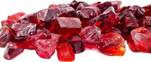 Glassteine Deko aus Recyceltem Glas - Rot - 2kg - Glasnuggets Groß 3-5 cm - Dekosteine für Vasen und Blumentöpfe - Terrarium & Aquarium Steine - Gartenstein für Innen & Außen (Rot, 2kg)