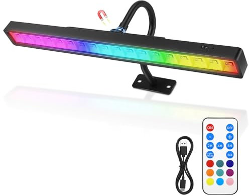 homdat Magnetische Bilderleuchte, Wiederaufladbare Bilderlampe, Led Malerei Lichter Mit Fernbedienung Dimmbar Und Timer, 3 Farbtemperaturen 9 Rgb, 40cm Art Dispaly Licht FüR Galerie, Kunstwerk