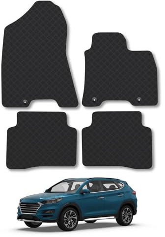 Fits Hyundai Tucson (2015-2021) 5mm Rubber Car Mats | Heavy Duty Rubber Tailored Fit Floor Mats Full Coverage Durable Waterproof Accessories Easy Clean Anti Slip Made in the UK