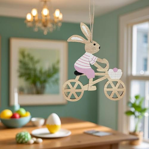 Hängekorb Obst Osterhase Holz Hängendes Ornament Holz Handwerk Für Urlaub Dekoration Dekorationen (C, One Size)
