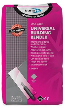Universal Building Render One Coat Pre-Mixed Sand Lime Cement Bond IT Grey 25kg