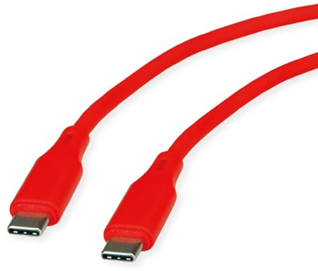 ROLINE USB 2.0 Kabel, Typ C-C, ST/ST, Silikon, 60W, rot, 1 m