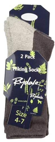 Rydale Ladies Hiking Socks 2 Pack Women's Ankle Sock Warm Wool Blend Cushioned Thermal Socks (UK, Numeric, 4, 7, Regular, Regular, Storm)