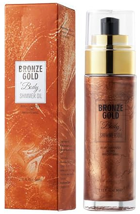Körper Highlighter Öl - Bronze Gold, Intensiver Gold-Bronze Schimmer Für Sonnengeküsste Ausstrahlung, Verleiht Natürliche Wärmetönung, Tiefenpflegende Feuchtigkeit Ohne Fettfilm