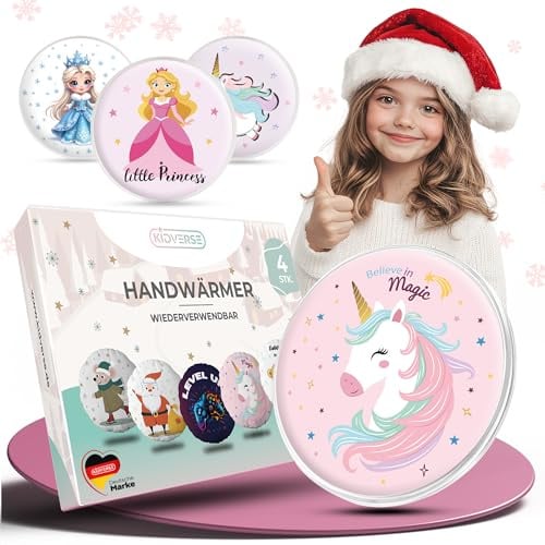 KIDVERSE Handwärmer Kinder 4er Set - Taschenwärmer wiederverwendbar - Wohltuende Handwärmer zum Knicken - Wärmepads Hände mit süßen Motiven - Taschenwärmer Kinder