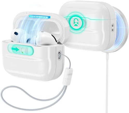 ESR Cover per AirPods Pro 3, Compatibile con MagSafe, Chiusura Magnetica | Compatibile con AirPods Pro 3, Protezione Anticaduta con Cordino, Chiusura Antiurto, Facile da aprire, Serie Pulse, Bianca