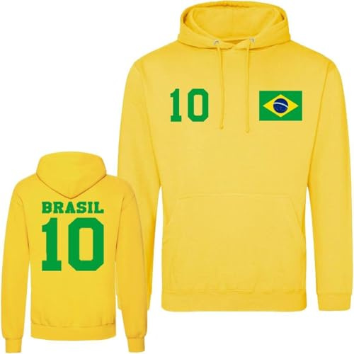 NIMAMA Brasilien Herren Hoodie Brasil Trikot WM 2026 Pullover mit eigenem Namen + Nummer
