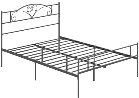 HOMCOM Bett 140 x 200 cm mit Lattenrost Bettrahmen 31 cm hoch Schwarz | Stahl, Unterbettaufbewahrung, Kopf- und Fußteil, Doppelbett, Bettgestell, Einfache Montage