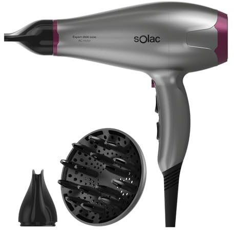 Solac - Secador de Pelo 2600W, Iónico, Antiencrespamiento, Aire Frío