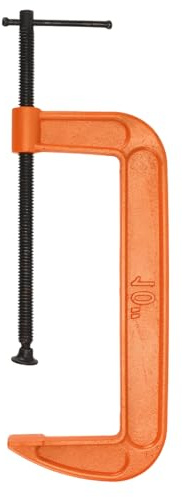 LEXININ 10 Inch Large G Clamp, Jaw Opening 265mm Orange C Clamps for Woodworking Welding Building, Malleable Cast Iron