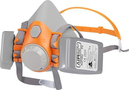 AirGuard Pro® Atemschutzmaske Halbmaske-Set wiederwervendbar mit Partikelfilter – Gasmaske, Staubfilter, Staubnaske – EN 140 & EN 143 – Schutz vor Feinstaub, Aerosolen, Gase, Dämpfe & Partikeln