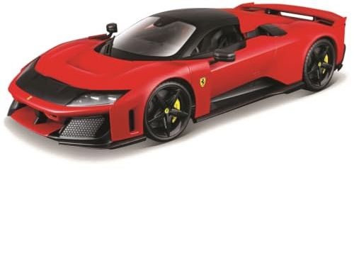 Bburago Race&Play Ferrari F80, rot - Supercar Modellauto 1:24 Die-Cast Originalgetreues Sammlerauto Spielzeugauto mit beweglichen Türen, Motorhaube & Kofferraum ab 3+ (18-26034)