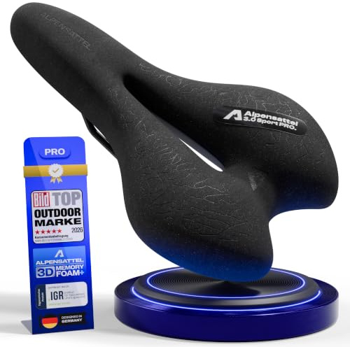 ALPENSATTEL® Ergonomischer Fahrradsattel [3D Memory Foam] - Fahrrad Sattel für Damen & Herren - Atmungsaktives Material für ideale Druckverteilung - Universelle Sattelhaltung für jedes Rad