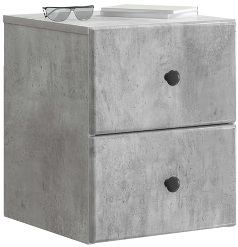 vidaXL Wandmontierter Nachttisch 2 pcs Betongrau 34,5 x 33 x 40 cm, Geräumiger Nachttisch, rechteckig, moderner Schlafzimmer-Helfer für einen aufgeräumten Tisch