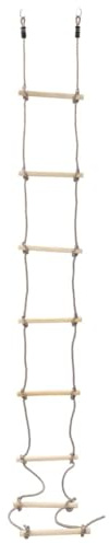 Teenpull Kinder-Strickleiter 290 cm mit 8 Sprossen aus massivem Kiefernholz und PE-Seil, witterungsbeständig, für Garten, Spielturm und Schaukel, geeignet für Kinder von 3 bis 12 Jahren