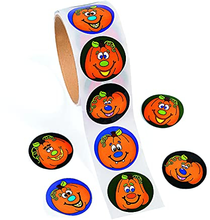 Fun Express - Jack-O-Lantern Roll StickerS-100 ct for Halloween - Stationery - Stickers - Stickers - Roll - Halloween - 100 Pieces