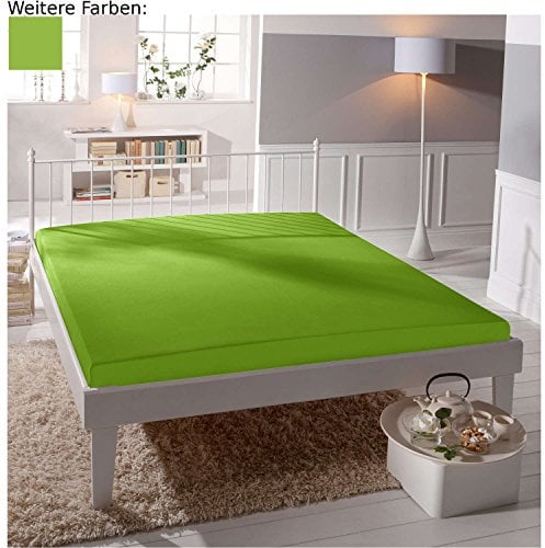 REDBEST Jersey-Stretch Spannbettlaken San Francisco 100% Baumwolle, apfelgrün Größe 180x200 cm - 200x200 cm - weiche Qualität, bügelfrei, Rundumgummi, bis 20 cm Höhe