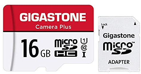 Gigastone 16GB Micro SD Card, Camera Plus 90MB/s, Full HD Video, U1 C10 Class 10 Micro SDHC UHS-I Memory Card, with MicroSD to SD Adapter