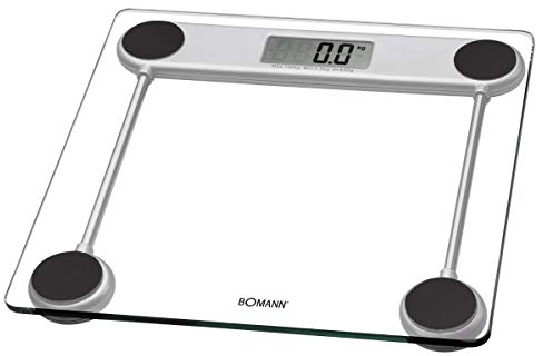 Bomann PW 1417 CB - Báscula de baño digital de cristal, medición 150kg y 100g, transparente, lcd