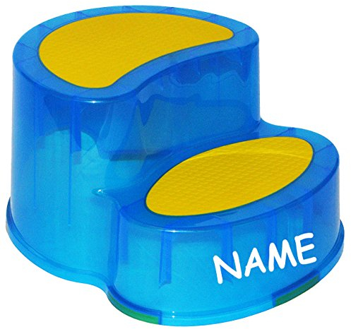 alles-meine.de GmbH Trittschemel/Tritthocker/Kindersitz - incl. Namen - groß - BLAU - Kinderschemel & Kindertritt - ideal als Erhöhung & Sitz - Kinderhocker - auch für Toilet..