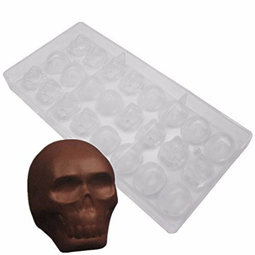 Goldbaking Schokoladenform mit Totenkopf-Motiv, 3D-Form, Polycarbonat, Halloween-Schokoladenform