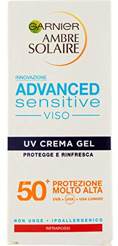 Garnier Ambre Solaire UV-Gel-Gesichtscreme Advanced Sensitive, LSF 50+, sehr hoher Schutz, 50 ml