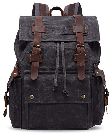 FANDARE Unisex Schulrucksack Teenager Rucksack für Herren/Damen Wanderrucksack Reise Daypack Schultasche Leinwand Grau