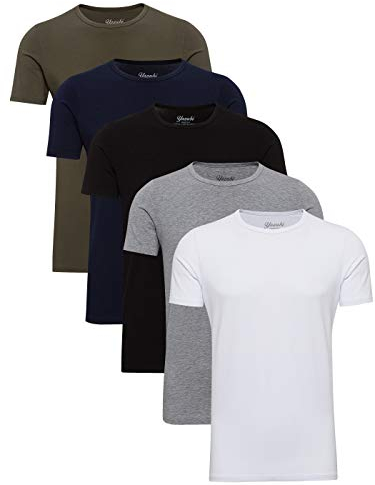 Yazubi 5er Pack Basic T Shirts Herren T-Shirt Baumwoll Tshirt Männer Sport Shirt Jungen Kurzarmshirt Mythic, Mix (mix1), S