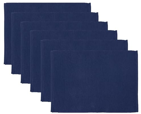 Navy Blau Tischsets für Küche Speisetisch 6er-Set Elegante Baumwolle Abwaschbar Platzdeckchen 49 X 33 cm