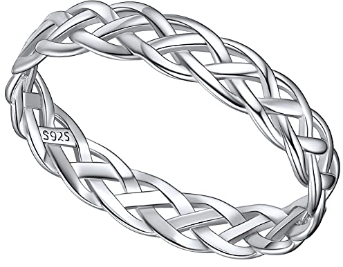 FaithHeart Silver Wedding Ring Celtic Jewellery Plain Silver Irish Knot Band Rings Promise Ring for Female Size T 1/2