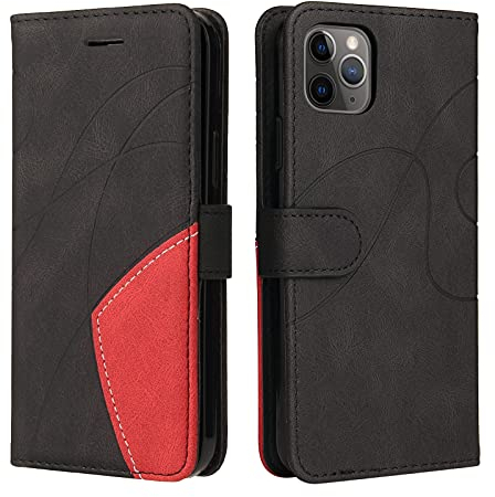 Fatcatparadise Cover per iPhone 11 PRO Max (6,5 Pollici), Flip Caso in PU Pelle Case Cover Libro Portafoglio Protettiva Custodia con TPU Antiurto,[Kickstand][Slot per Schede][Magnetica] (Nero)