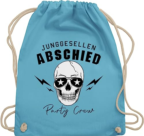 Turnbeutel Rucksack - JGA Junggesellenabschied Männer - Party Crew Totenkopf Team Bräutigam Team Groom - Unisize - Hellblau - polter rucksäcke jungesellenabschied turnsackerl outfit
