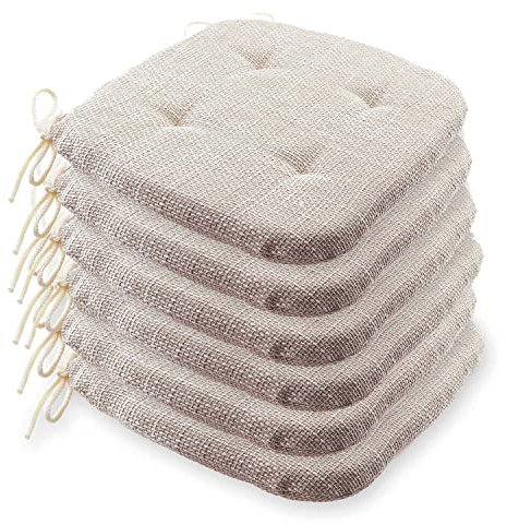 etérea 6er Set Sitzkissen - Levio Stuhl Kissen in 40x40 cm – fest & weich gepolstert - Indoor & Outdoor Stuhlkissen - Made in Germany - Beige Natur