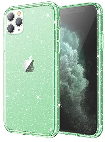 JETech Glitzer Hülle für iPhone 11 Pro, 5,8 Zoll, Bling Glitter Stoßfeste Stoßstange Handyhülle, Niedliche Glitzernde für Frauen und Mädchen (Grün)