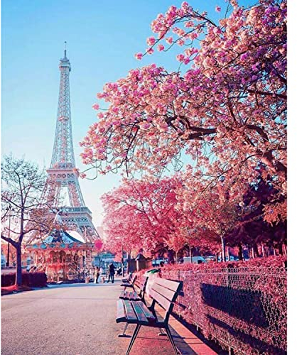 5D Diamond Painting Eiffelturm Kits für Erwachsene Kinder, Full Drill Round Number Crystal Strass Art Craft DIY Painting Kits, für Eltern Kind Interaktion Wanddekoration Zuhause 30x40cm
