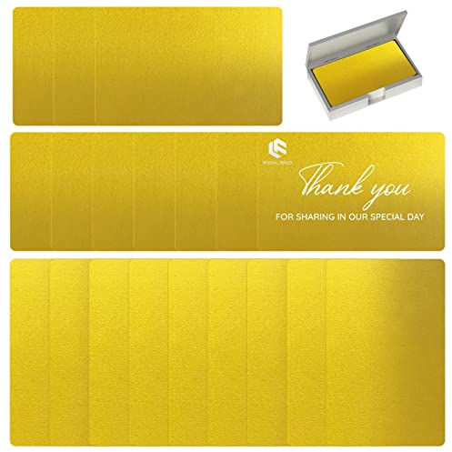 FONLAND Tarjetas de Visita, 100Pcs Placa de metal anodizado para tarjetas de visita, 10 Colores Impresionantes Blanks Marca láser Grabado Metal Liso Negocios Visita Tarjetas de Nombre (Oro)
