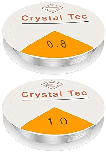 Clyhon Filo Elastico Braccialetti, 2 Rotoli Filo Nylon Trasparente, 6m / 4 m, 0.8/1 mm Filo per Perline Trasparente, Filo Elastico per Bracciali per Collane, Creazione e Artigianato di Gioielli