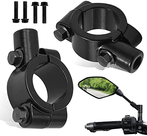 2 Piezas Abrazadera Retrovisor Moto, 7/8 Universal Soportes de Espejo de Motocicleta para Abrazadera Manillar de 22mm (M10 bis M10)