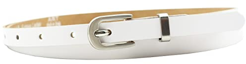 NK Belt GmbH Damen Ledergürtel aus Rindsleder, Made in Germany, Anzug Jeans Gürtel 12mm schmal #MR-19 (Weiß, 135cm Gesamtlänge 150cm)