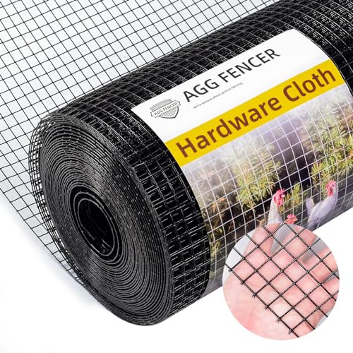 AggFencer 121,9 cm x 15,2 m PVC-Schwarz Maschendrahtzaun, 1mm Drahtstärke 12,7 x 12,7mm Maschengröße, Volierendraht, Drahtgitter, Vogeldraht